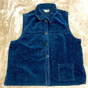 VINTAGE Blue Cord Button-Up Vest